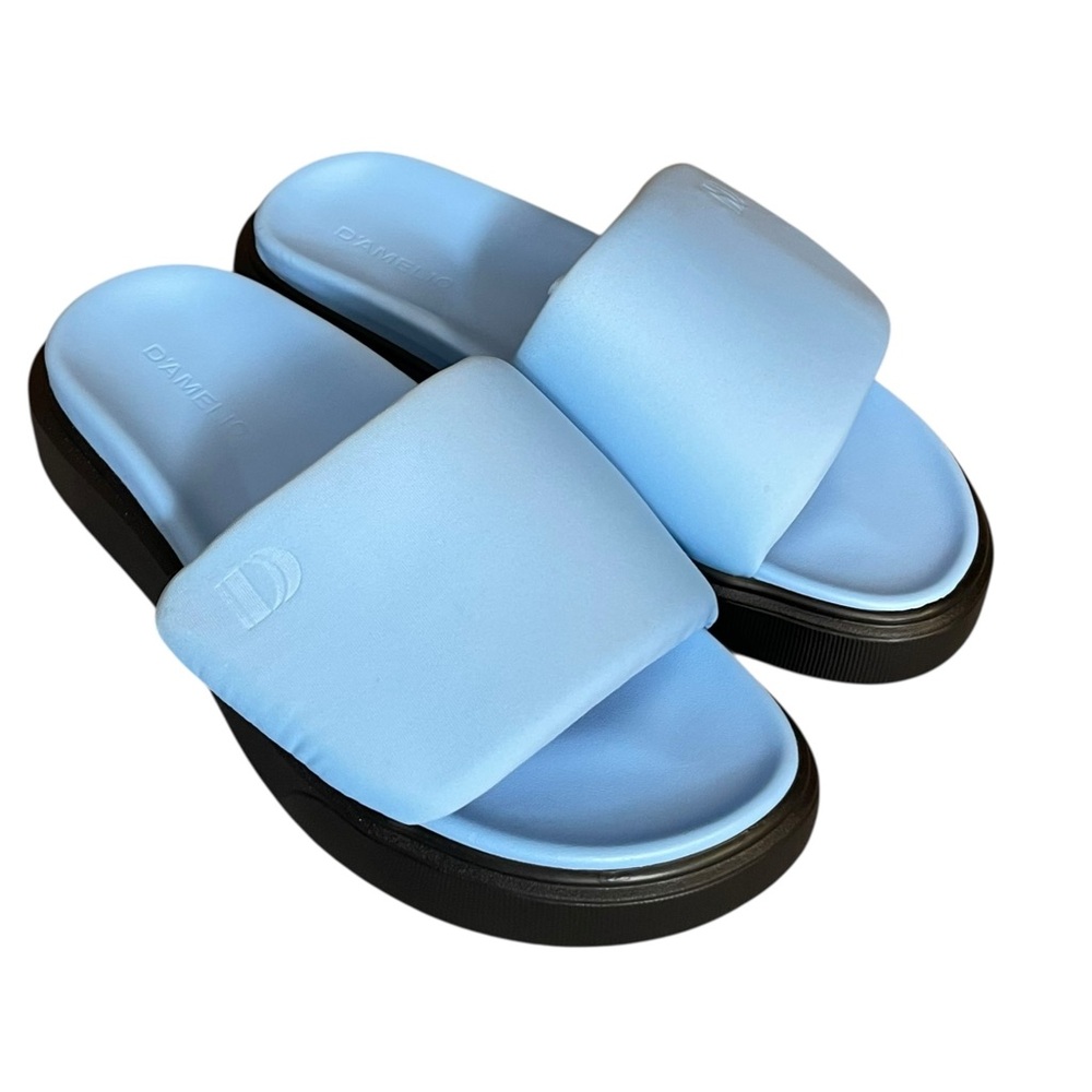 D’Amelio blue puffy slides 9 medium